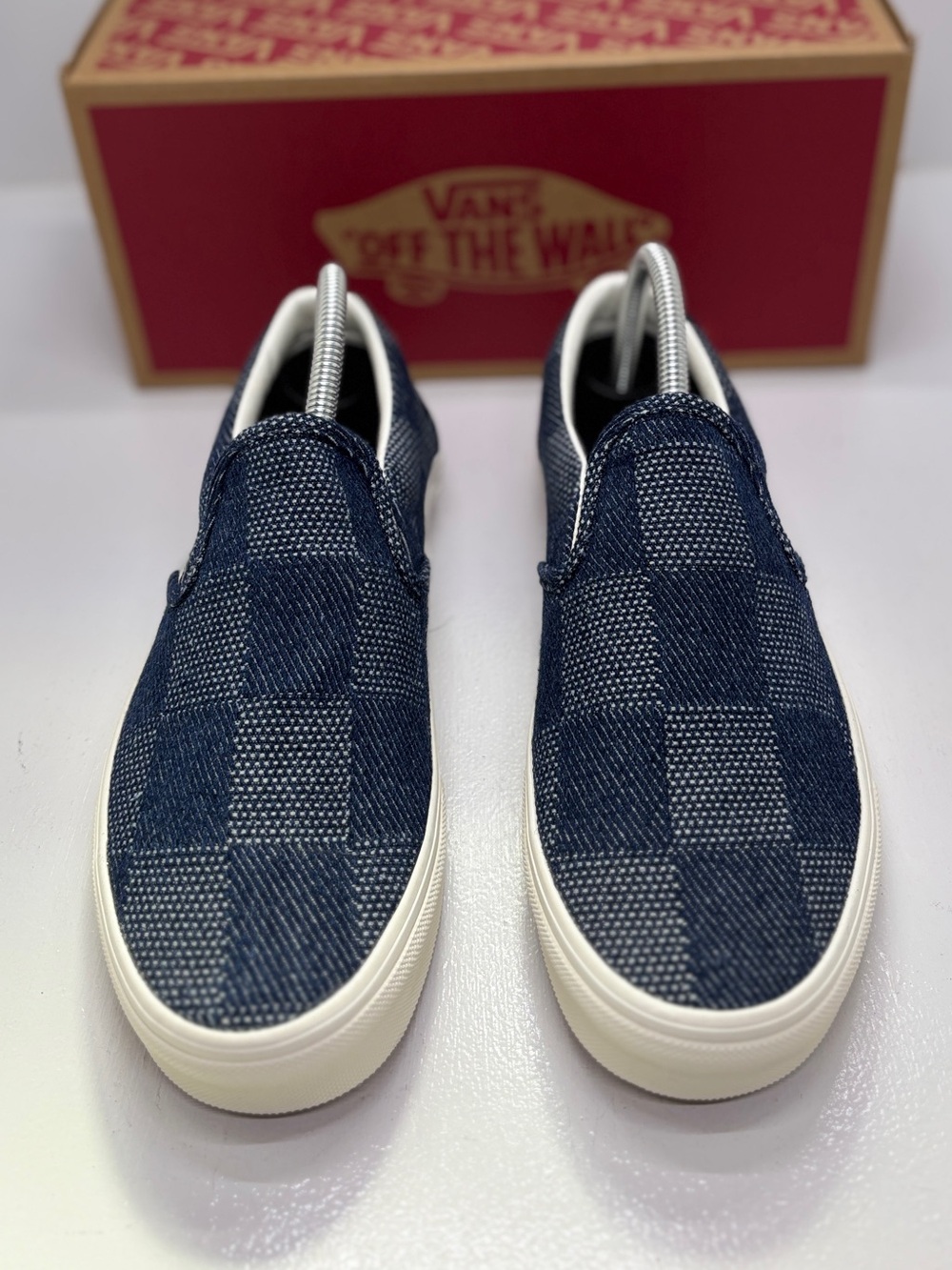 Vans Classic Slip-On Checkerboard Denim Blue Sneakers Men's 8 Women's 9.5 EU 40. - Picture 6 of 10
